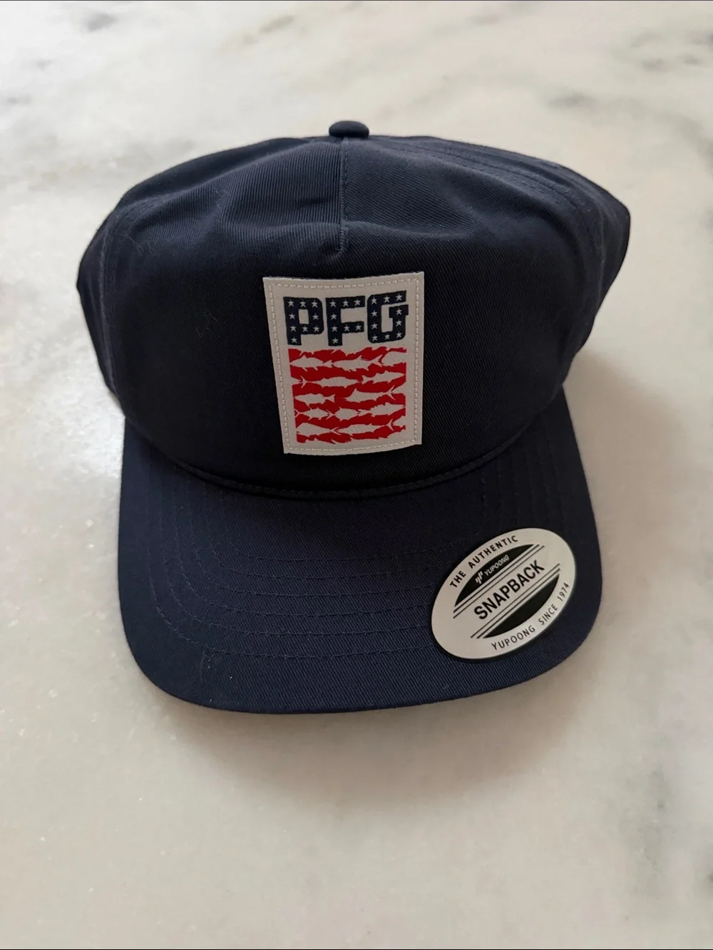 Columbia Navy Hat with Red Patch - PFG Snapback